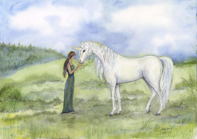 A girl with a Unicorn