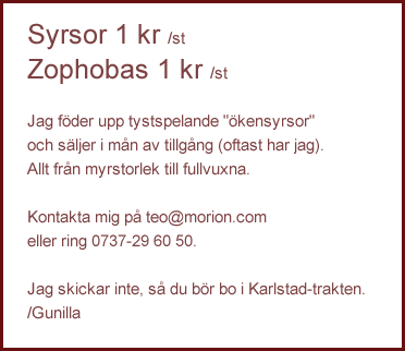 Syrsor till salu